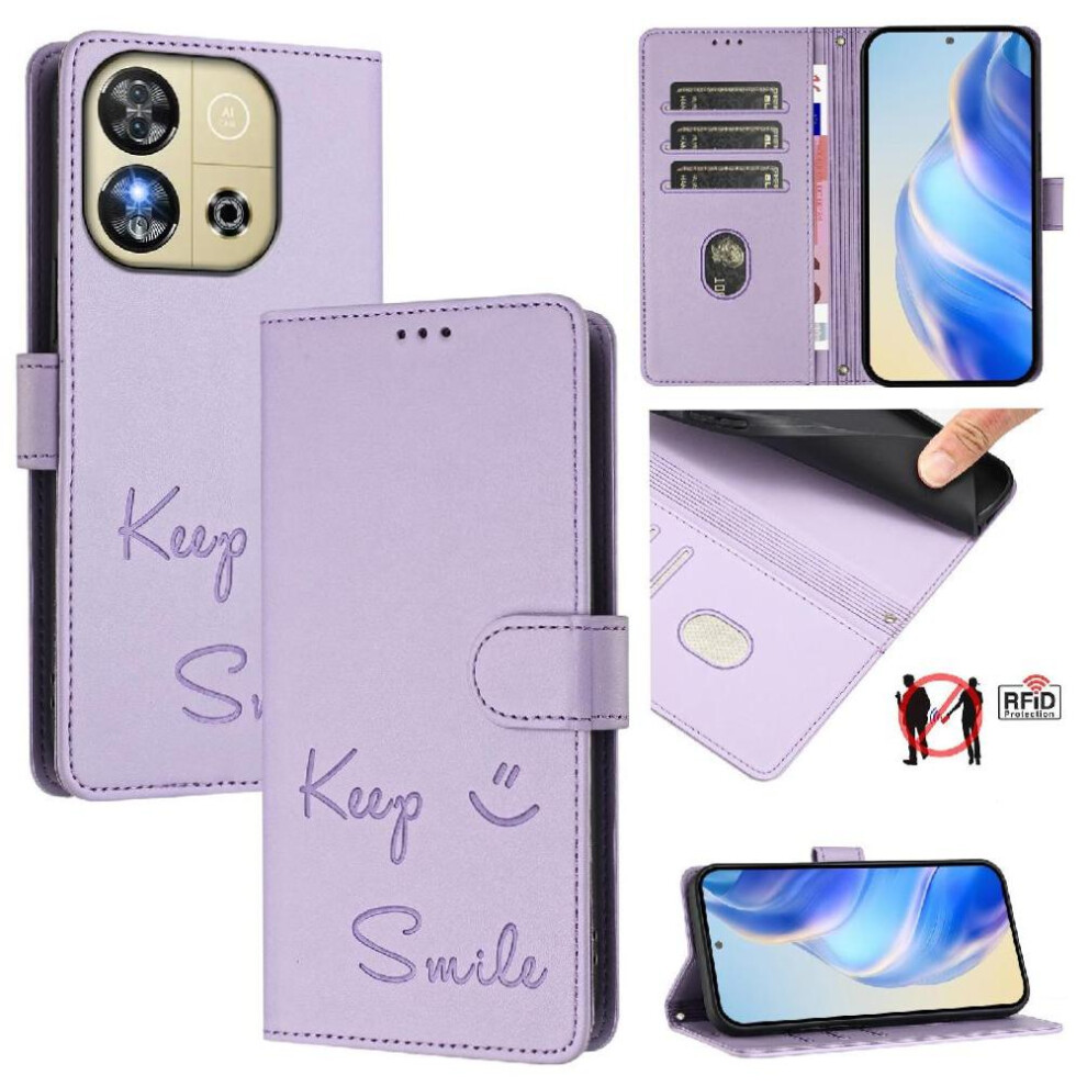 ( Violet) Case For Oukitel C57s Pu Leather Flip Cover Rfid Blocking Card Holder Wallet Light 764563481842