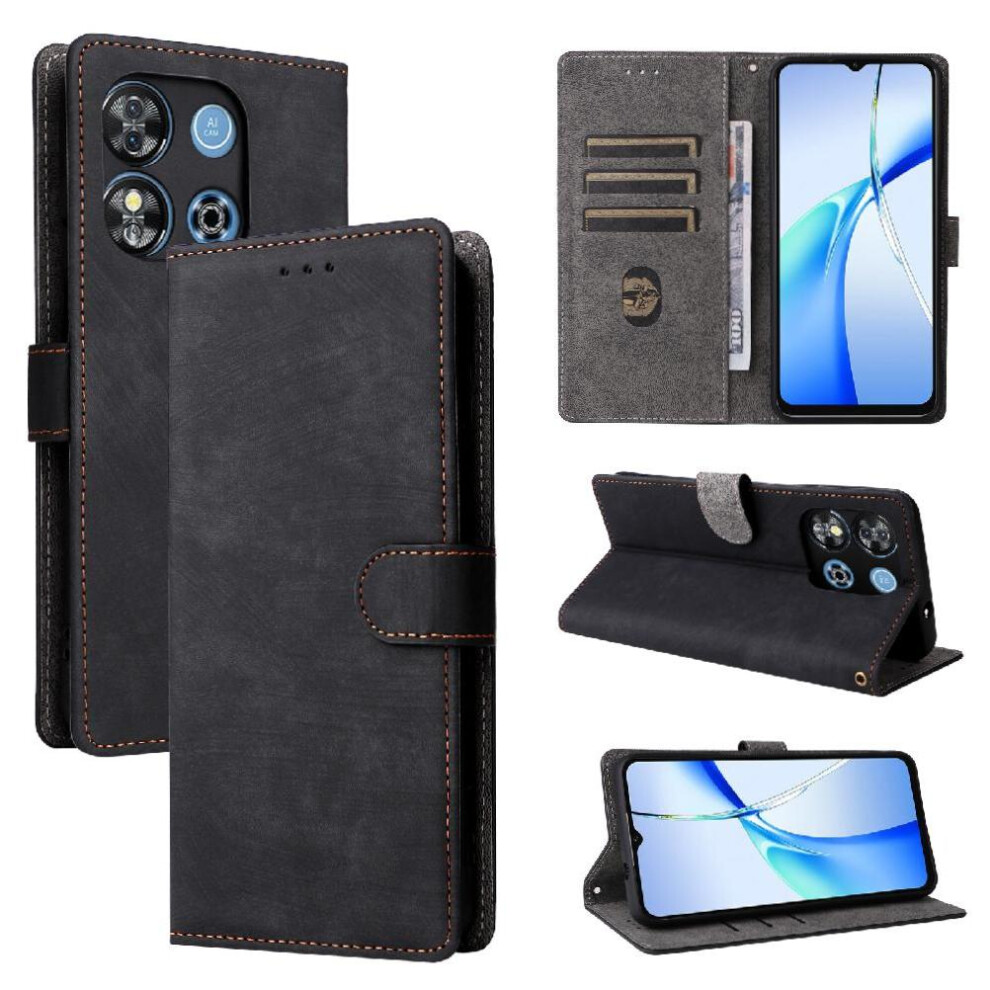 (Black) Case For Oukitel C57s Rfid Blocking Flip Folio Wallet Magnetic Closure Card Slots Cover Pu Leather Black 764563482405