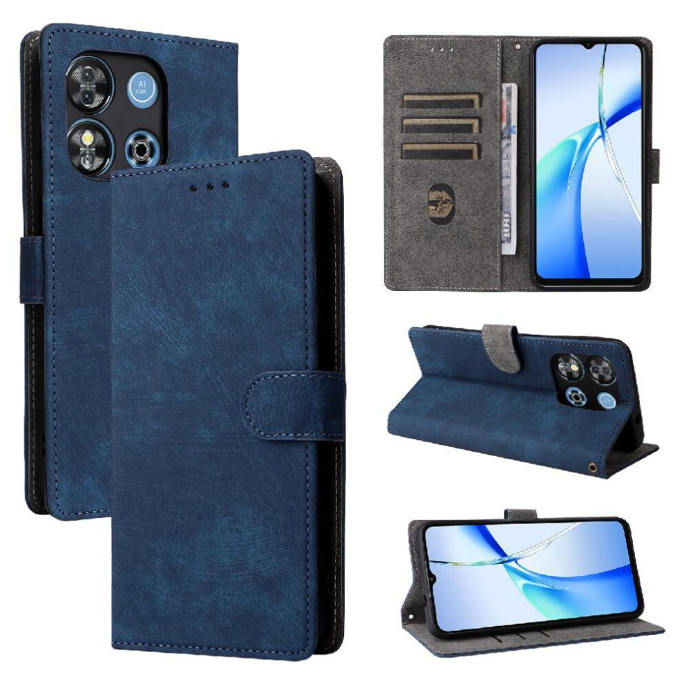 (Blue) Case For Oukitel C57 Magnetic Closure Card Slots Cover Rfid Blocking Pu Leather Flip Folio Wallet Blue 764563482443