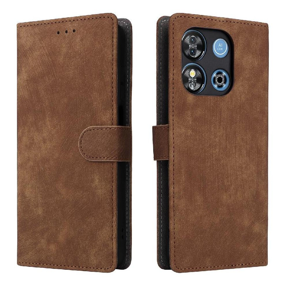 (Brown) Case For Oukitel C57 Magnetic Closure Card Slots Cover Rfid Blocking Pu Leather Flip Folio Wallet Brown 764563482412