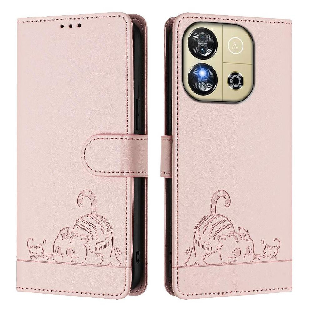 (Pink) Case For Oukitel C57s Cat Rfid Card Slot Holder Kickstand Wallet Flip Cover Pink 764563482535