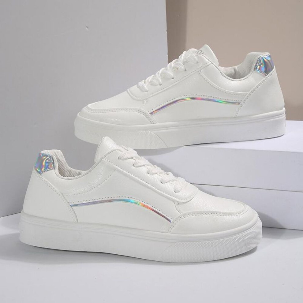 (silver, 36) Women Shoes Ladies Casual Shoes Bling Skateboard Sneakers for Women Tennis Walking Shoes