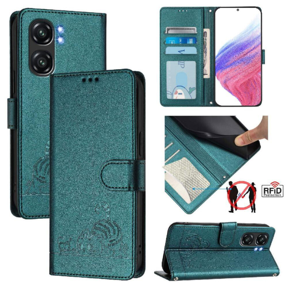 (Bottle ) Case For Oukitel C58 Wallet Flip Cover Cat Rfid Card Slot Holder Kickstand Green 764563482665