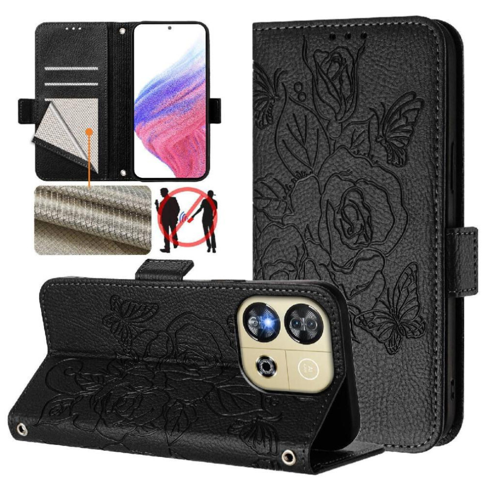 (Black) Case For Oukitel C57s Pu Leather Magnetic Wallet With Credit Card Slot Black 764563482818