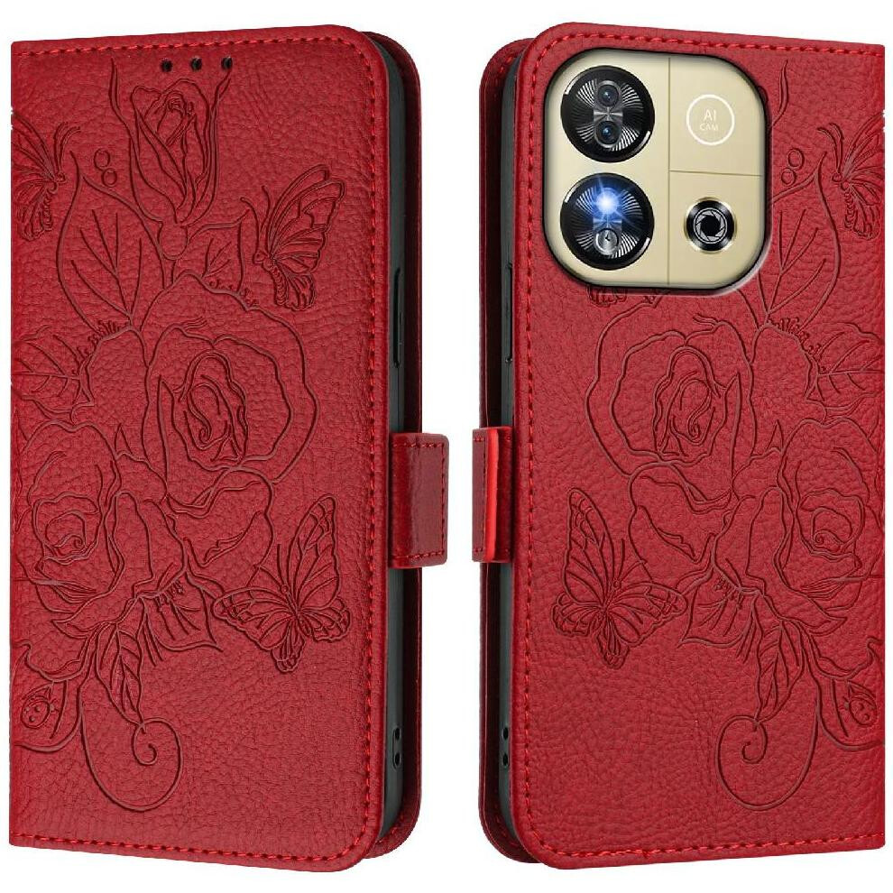 (Red) Case For Oukitel C57 Magnetic Wallet With Credit Card Slot Pu Leather Red 764563482832
