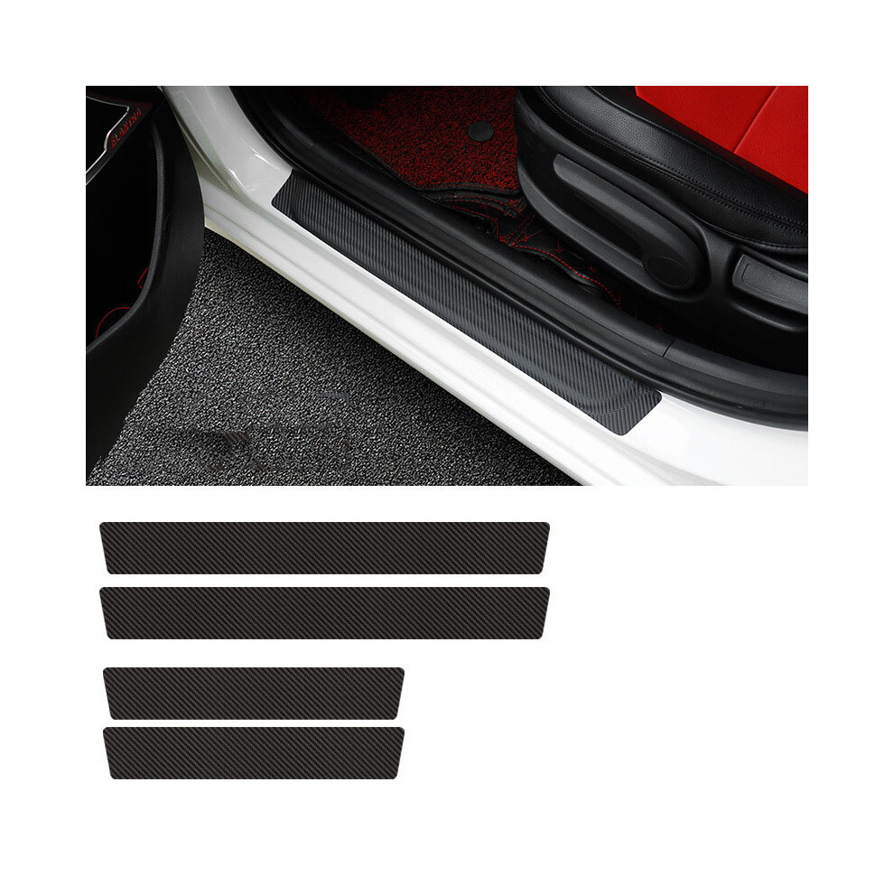 (Universal) 4Pcs Car Stickers Threshold Strip Carbon Fibre,Door Plate Sill Scuff Cover Sticker Decals 635504369706