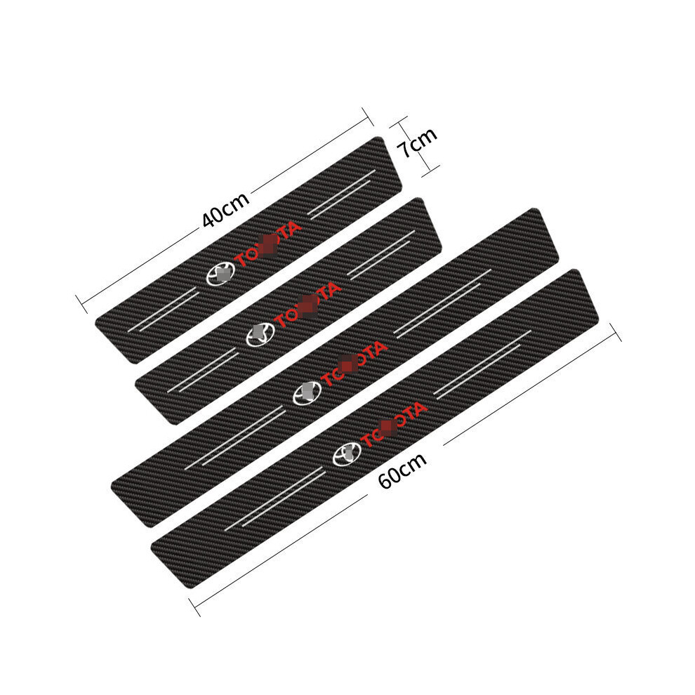 (Toyota) 4Pcs Car Stickers Threshold Strip Carbon Fibre,Door Plate Sill Scuff Cover Sticker Decals 635504369829