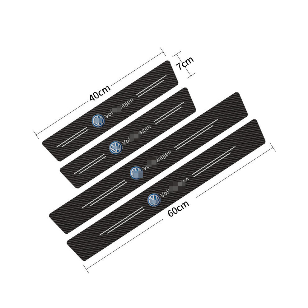 (VW) 4Pcs Car Stickers Threshold Strip Carbon Fibre,Door Plate Sill Scuff Cover Sticker Decals