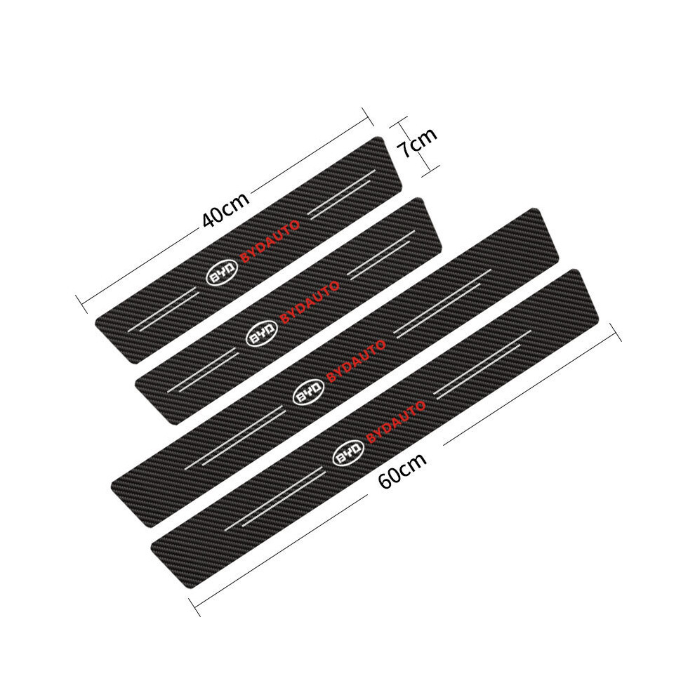 (Byd) 4Pcs Car Stickers Threshold Strip Carbon Fibre,Door Plate Sill Scuff Cover Sticker Decals 635504369782