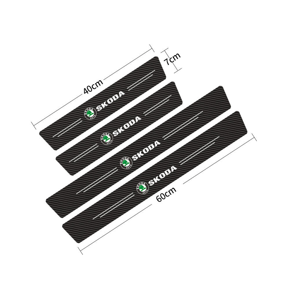 (Skoda) 4Pcs Car Stickers Threshold Strip Carbon Fibre,Door Plate Sill Scuff Cover Sticker Decals 635504369898