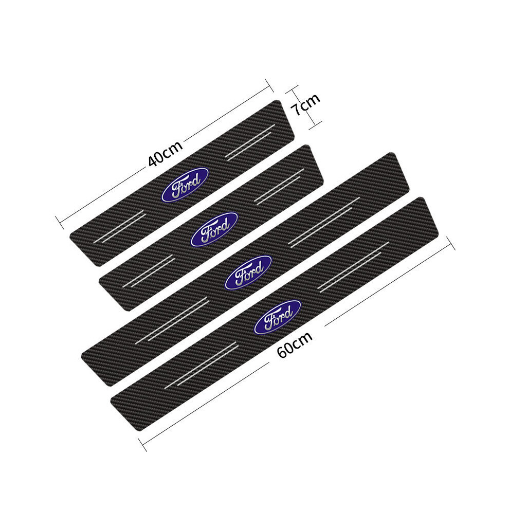 (FORD) 4Pcs Car Stickers Threshold Strip Carbon Fibre,Door Plate Sill Scuff Cover Sticker Decals