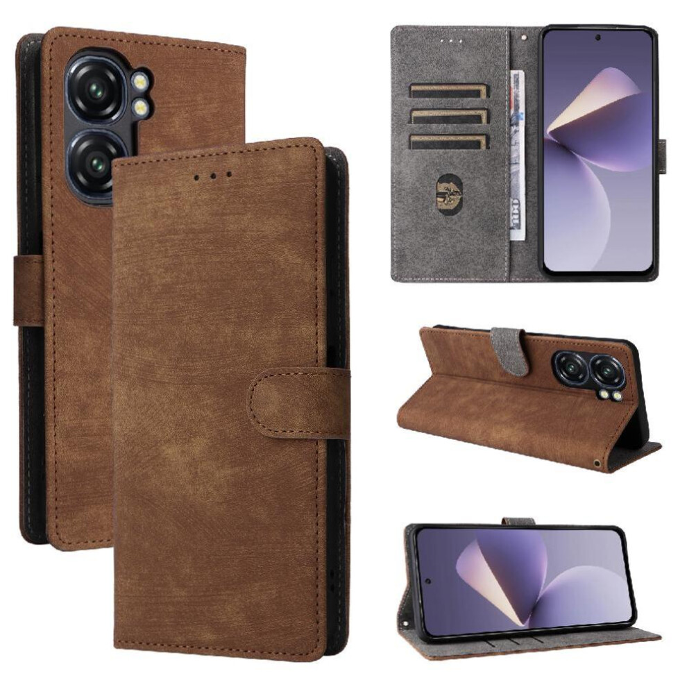 (Brown) Case For Oukitel C58 Pro Rfid Blocking Magnetic Closure Card Slots Cover Pu Leather Flip Folio Wallet Brown 764563483273