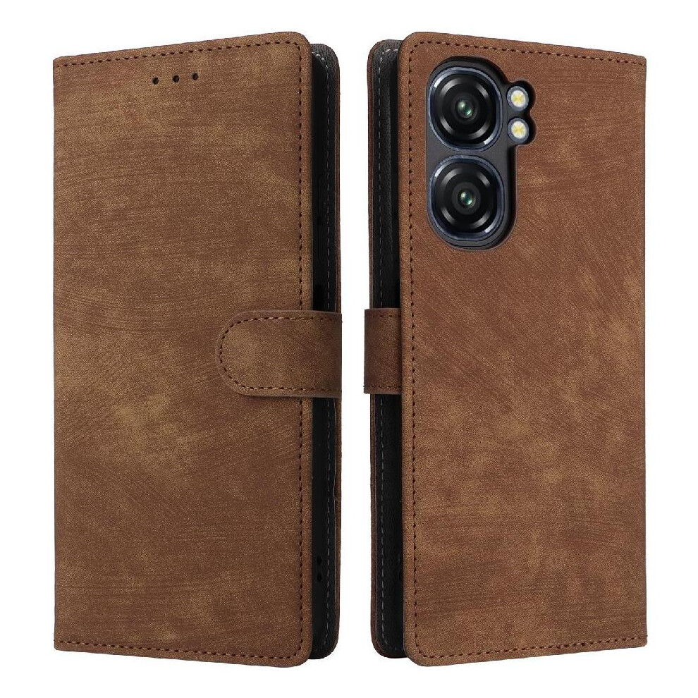 (Brown) Case For Oukitel C58 Magnetic Closure Flip Folio Wallet Card Slots Cover Pu Leather Rfid Blocking Brown 764563483327