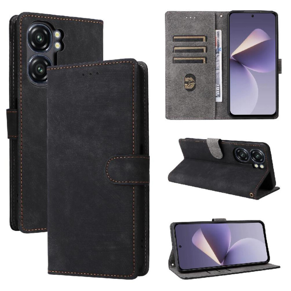 (Black) Case For Oukitel C58 Magnetic Closure Flip Folio Wallet Card Slots Cover Pu Leather Rfid Blocking Black 764563483365