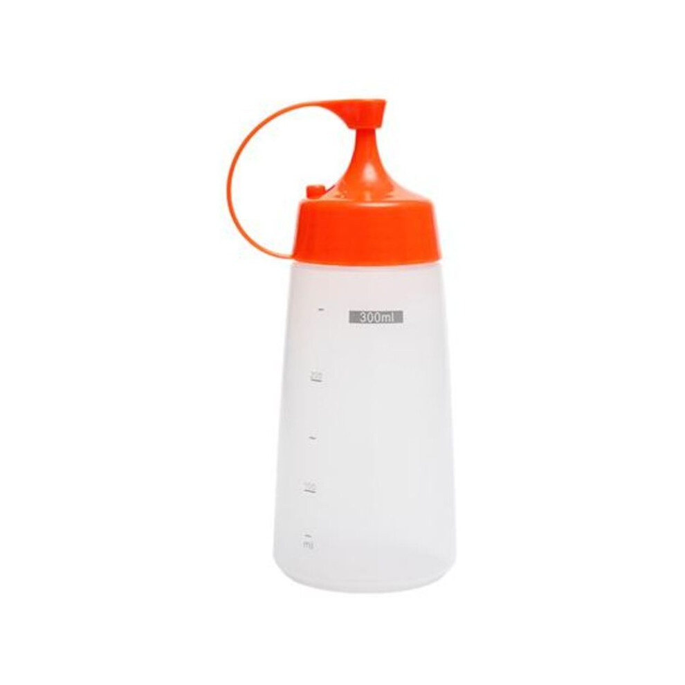 (orange, 300ML) Plastic Practical Leakproof Squeeze Bottle Clear Scale Simple Usage Condiment Bottle