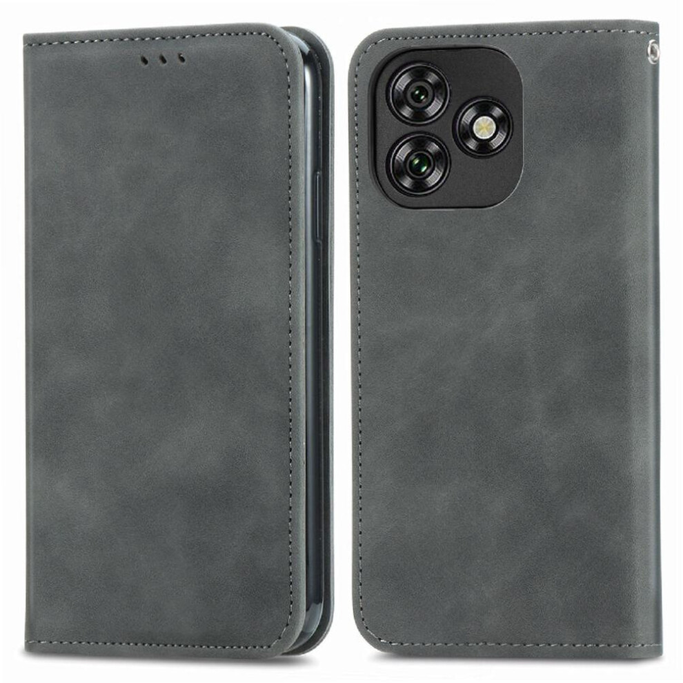 ( ) Flip Case For Oukitel C53 Flip Cover Wallet Shockproof Leather Case Simple Business Gray 764563484423