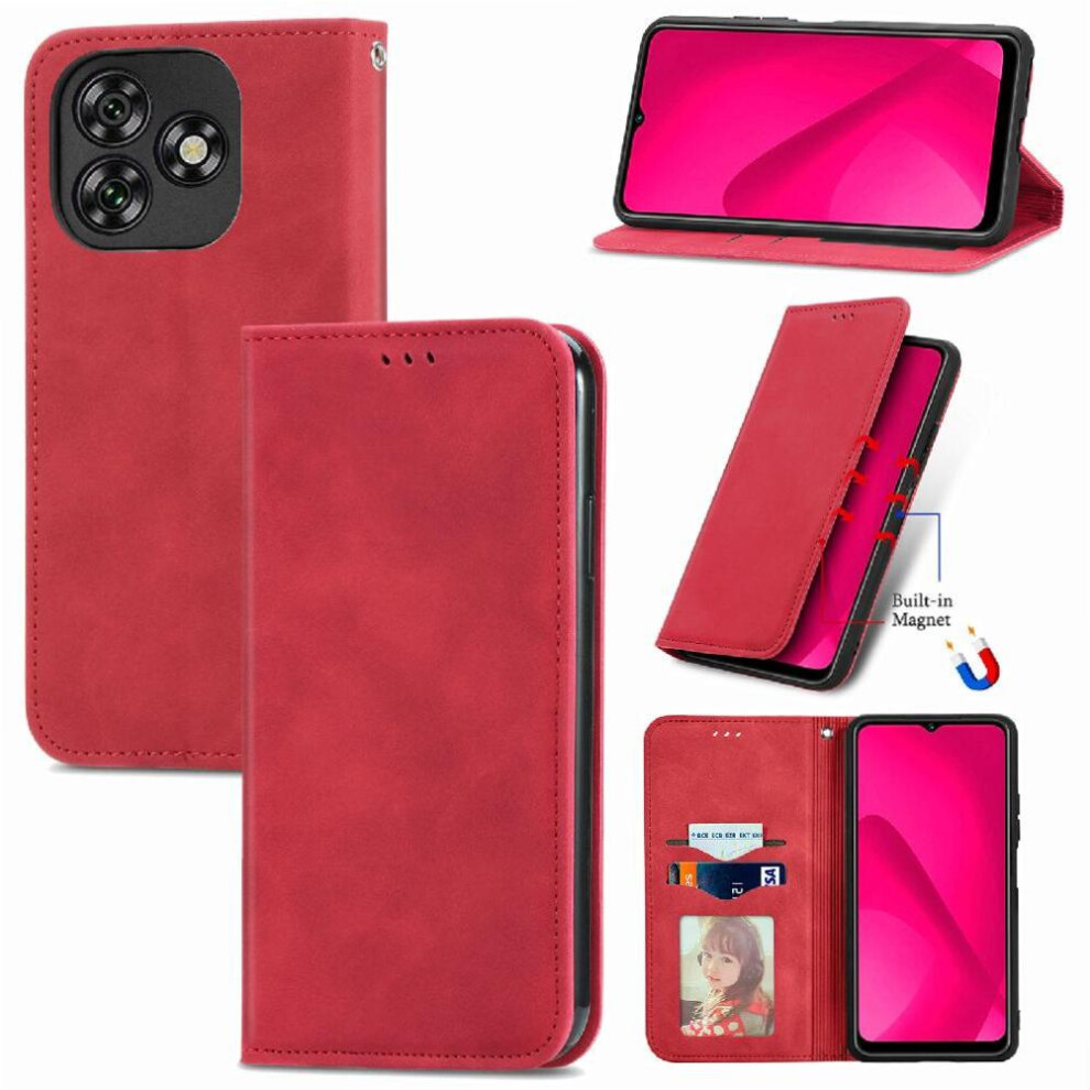 (Red) Flip Case For Oukitel C53 Flip Cover Wallet Shockproof Leather Case Simple Business Red 764563484416