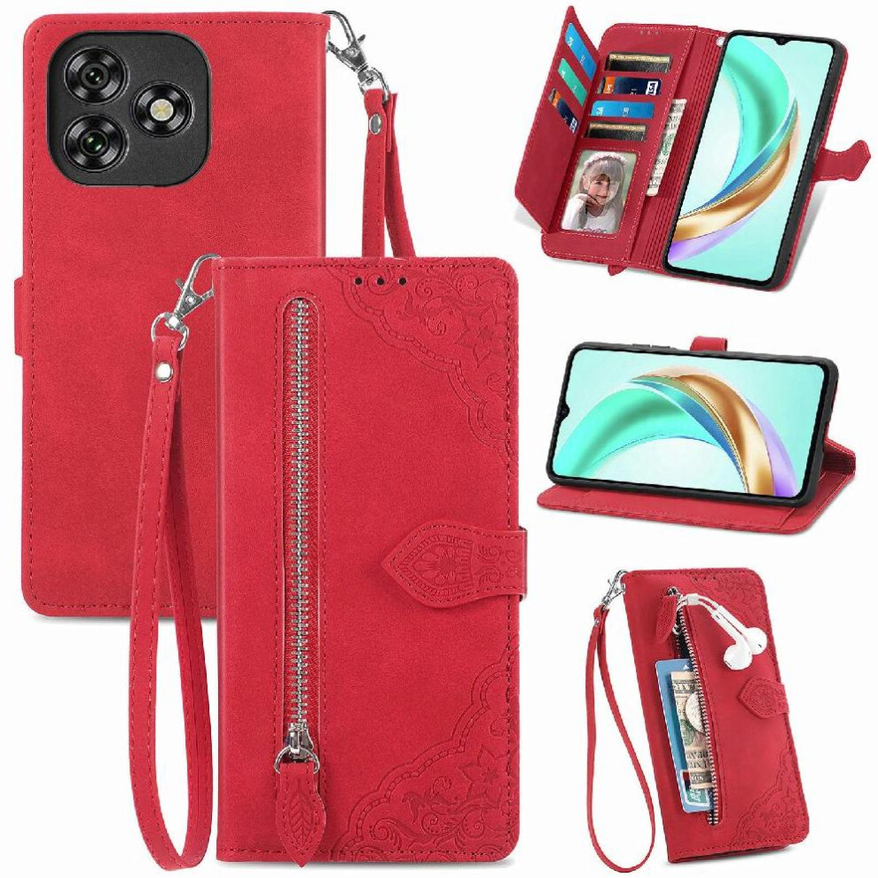 (Red) Case For Oukitel C53 Wallet Multi-Color Business Flip Zipper Style Multi-Card Slot Red 764563484454