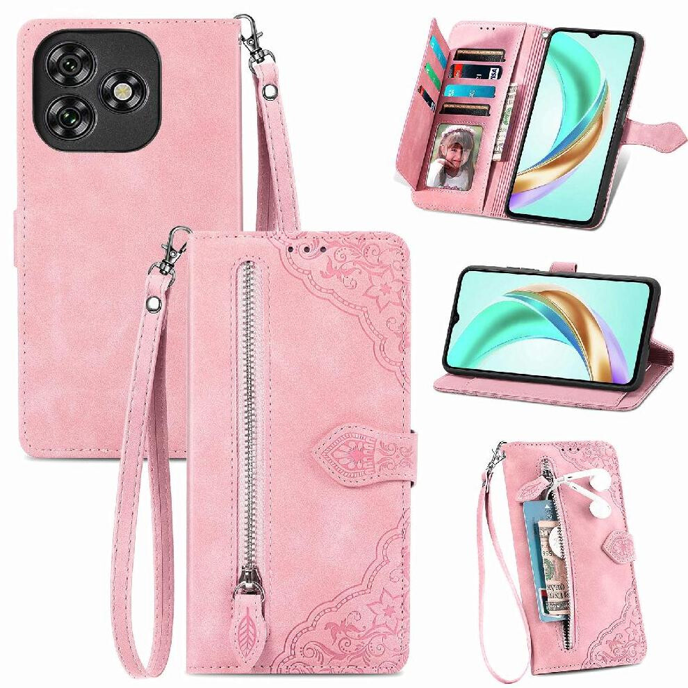 (Pink) Case For Oukitel C53 Wallet Multi-Color Business Flip Zipper Style Multi-Card Slot Pink 764563484447