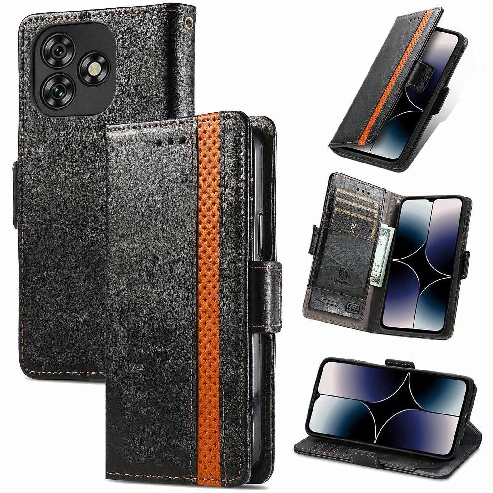 (Black) Case For Oukitel C53 Splicing Multi-Card Slot Business Multi-Color Wallet Black 764563484560