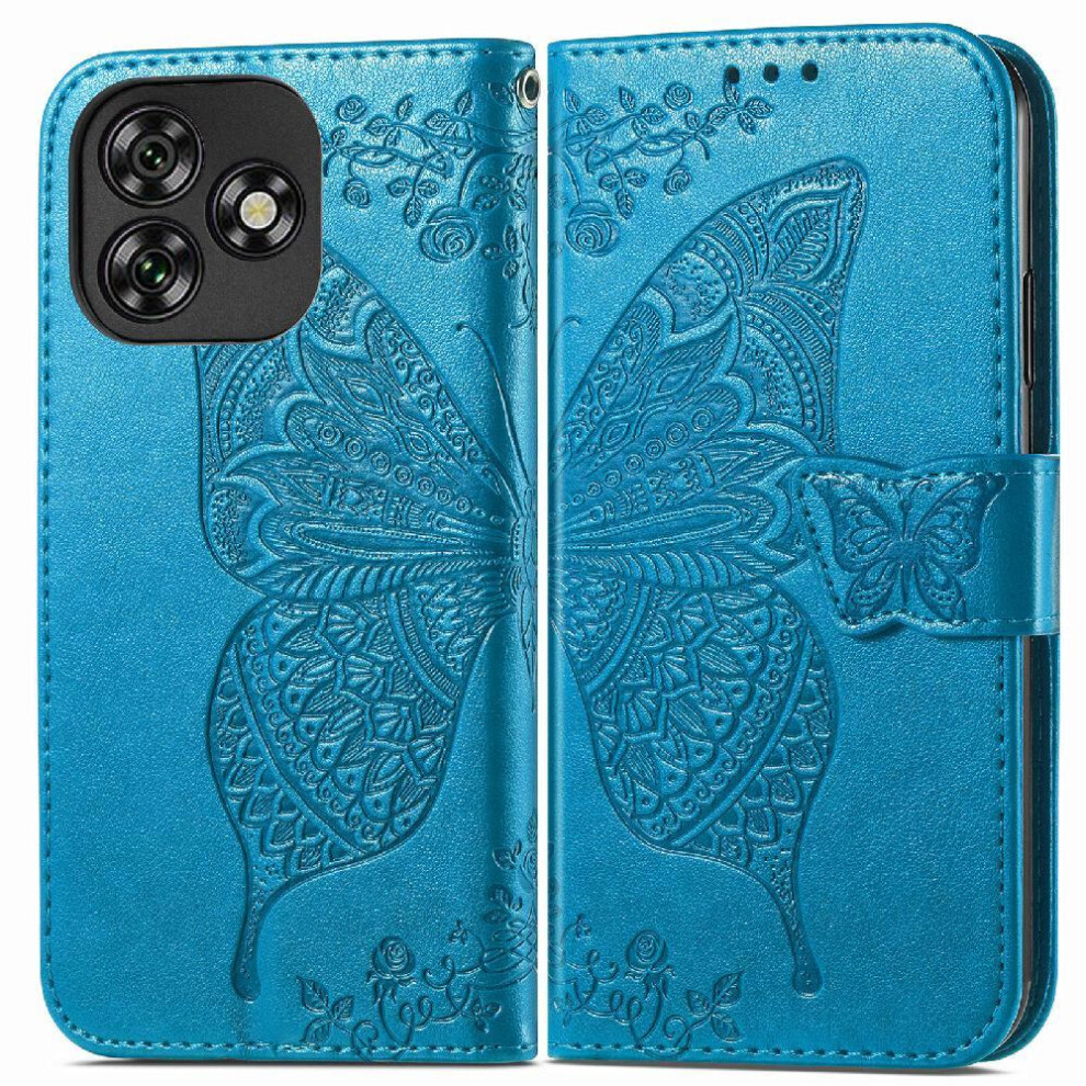 (Blue) Flip Case For Oukitel C53 Butterfly Multi-Color Wing Business Wallet Blue 764563484652