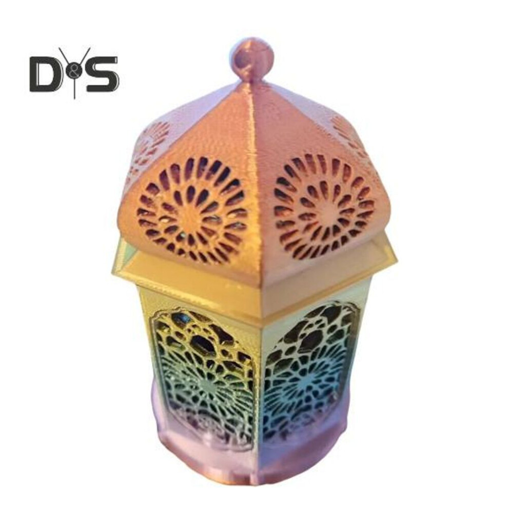 (multicolor) Moroccan Style Lantern 3D Printed Cutout Pattern Candle Lantern Arabic Tea Light Lantern for Patio Decor Home Parties Weddings Table Centerpiece