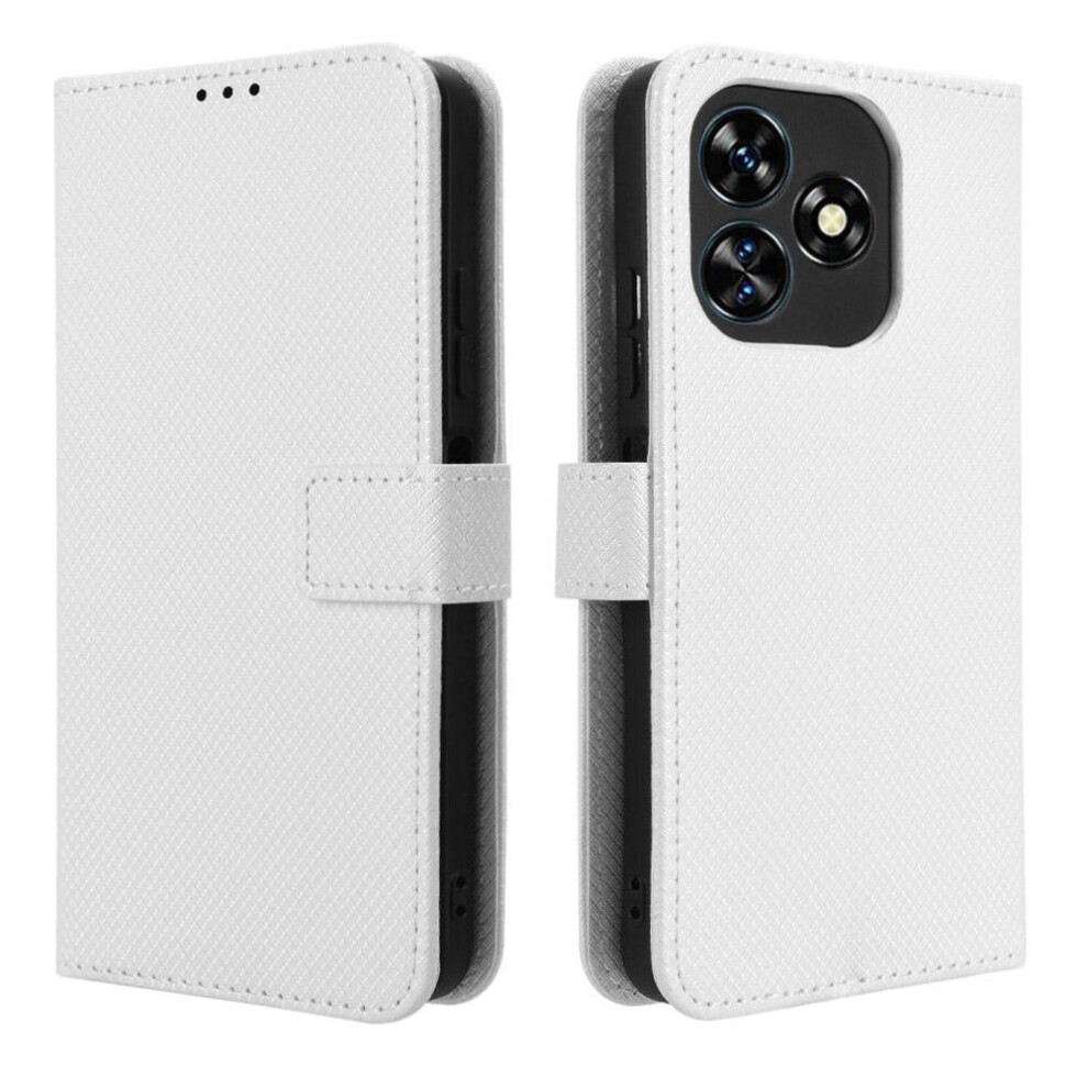 (White) Case For Oukitel C51 Magnetic Wallet Cover Card Holder Kickstand White 764563485727