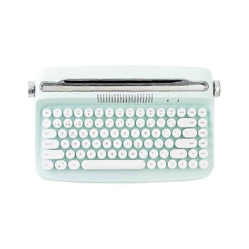 (As show, One size) Wireless Typewriter Keyboard Retro Bluetooth Keyboard USB Mechanical Keycaps compatible with Desktop PC/Laptop-