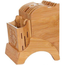 (As show, One size) Multifunctional Kitchen Storage Rack - Bamboo Kitchen Knife Block Knife Holder with Stand for An Organized and Tidy Kitchen Knife