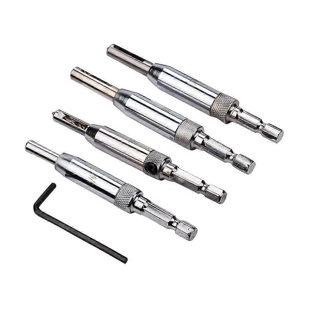 (As Show, One Size) Self-Centering Drill Bit - Set Of 4 Hss Carpentry Tools Centering Hinges For Door Cabinet Pilots, Often Used For Carpenters, Cabin 4909775506976