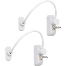 (As show, One size) 2pcs Window Door Stay Lock Sliding Door Baby Child Safety Safety Lock Cable Catch Wires with Stainless Steel Key for Garage Closet Window Bedroom