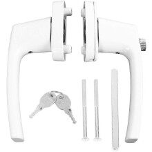 (As show, One size) Double Ended Solid Thick Lever Handle with Keys for Door and WindowWhite