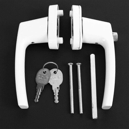 (As show, One size) Double Ended Solid Thick Lever Handle with Keys for Door and WindowWhite 1