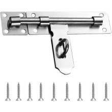 (As show, One size) Door Latch Lock Door Latch Latch Door Latch Bolt Slide Bolt Stainless Steel Gate Latch for Warehouse Garage Barn Gate Yard Door with Screws