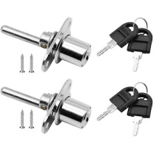 (As show, One size) 2 Pieces Door LockDrawer with Key for Furniture Piston Lock for Filing Cabinet Cabinet Showcase, Diameter 16mm, Length 61mm (Silver)