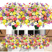 (12 Bundles) Artificial Flowers Outdoor, 6 Color UV Resistant Artificial Plants Outdoor Plastic Flowers for Outd