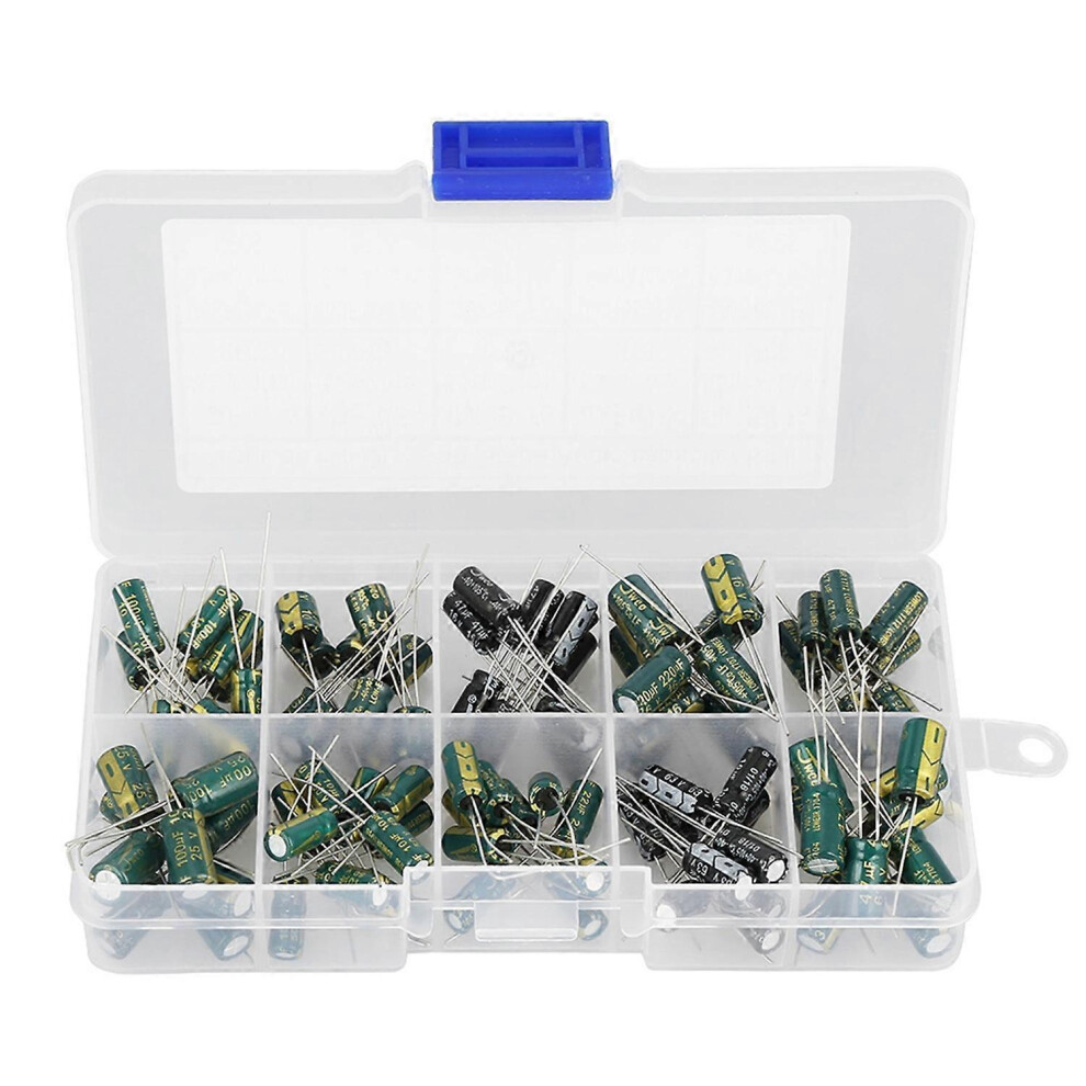 (As Show, One Size) 100Pcs 10 Values 10V-63V 10Uf-470Uf Diy High Grade Audio Capacitor Assorted Kit 6909775543474
