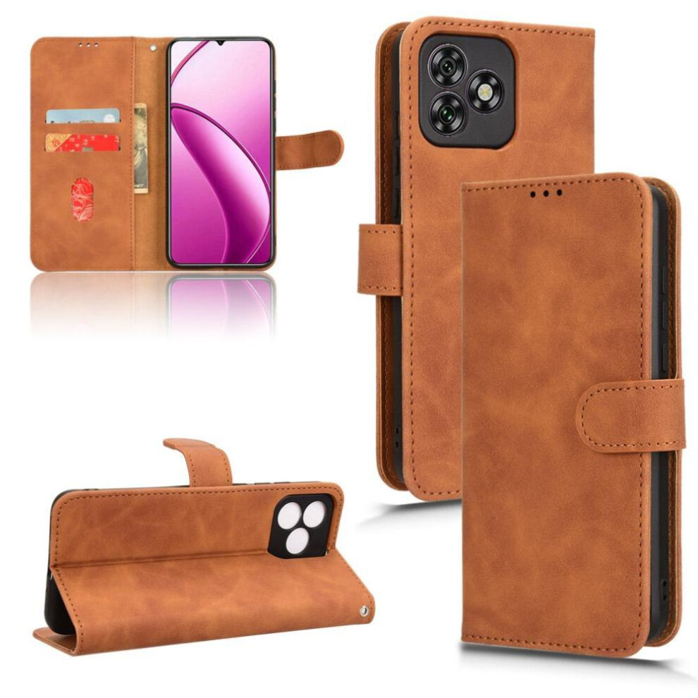 (Brown) Flip Case For Oukitel C53 Kickstand Wallet Card Slots Holder Side Buckle Pu Leather Brown 764563486298