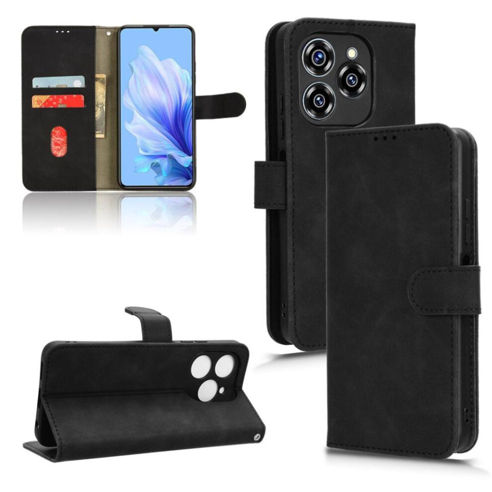 (Black) Flip Case For Oukitel C50 Pu Leather Side Buckle Kickstand Card Slots Holder Wallet Black 764563486328