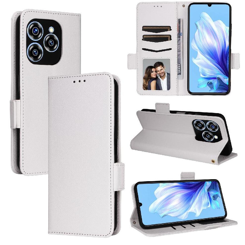 (White) Flip Case For Oukitel C50 Magnetic Card Slots Holder Side Buckle Wallet Pu Leather White 764563486359