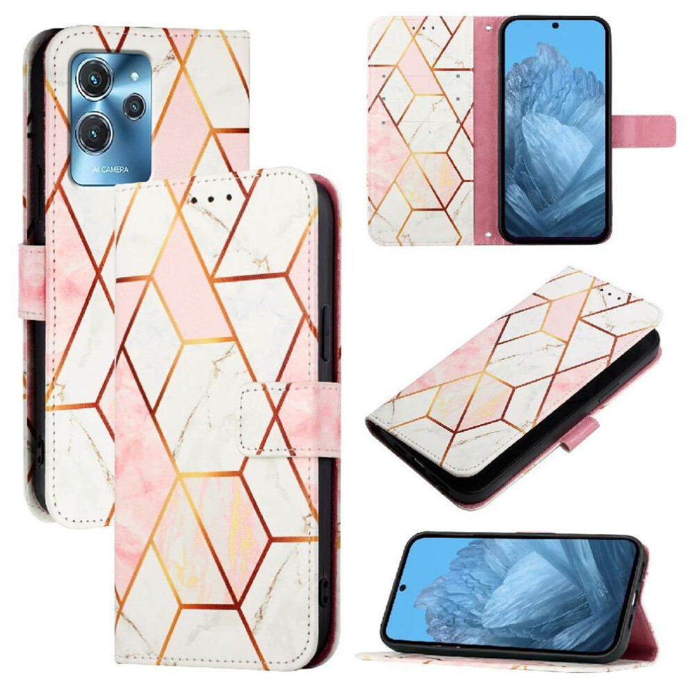 (Rose ) Case For Oukitel C32 Kickstand Pu Leather Marble Pattern Wallet Gold 764563486502