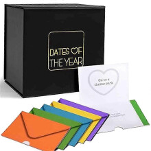 (As show, One size) DATES OF THE YEAR Box,52 Fun & Adventurous Scratch-Off Date Ideas compatible with Couples,Dates Night Ideas compatible with