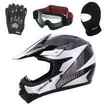 (White, L) ZORAX X19 Kids Motorcycle Motorbike Helmet Child Goggles Gloves Balaclava QUAD ATV