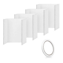 (As show, One size) 4 Pcs Trifold Poster Board,21.5x14 Inches Small White Poster Board Comes with Sticky Accessories,Co