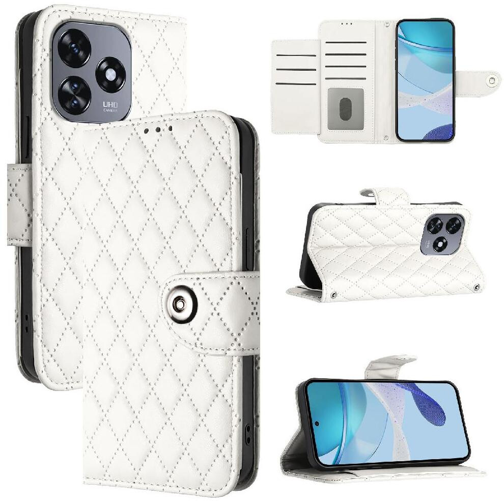 (White) Case For Oukitel C51 Wrist Strip Wallet Cover Card Holder Shockproof Stylish Protective White 764563486861