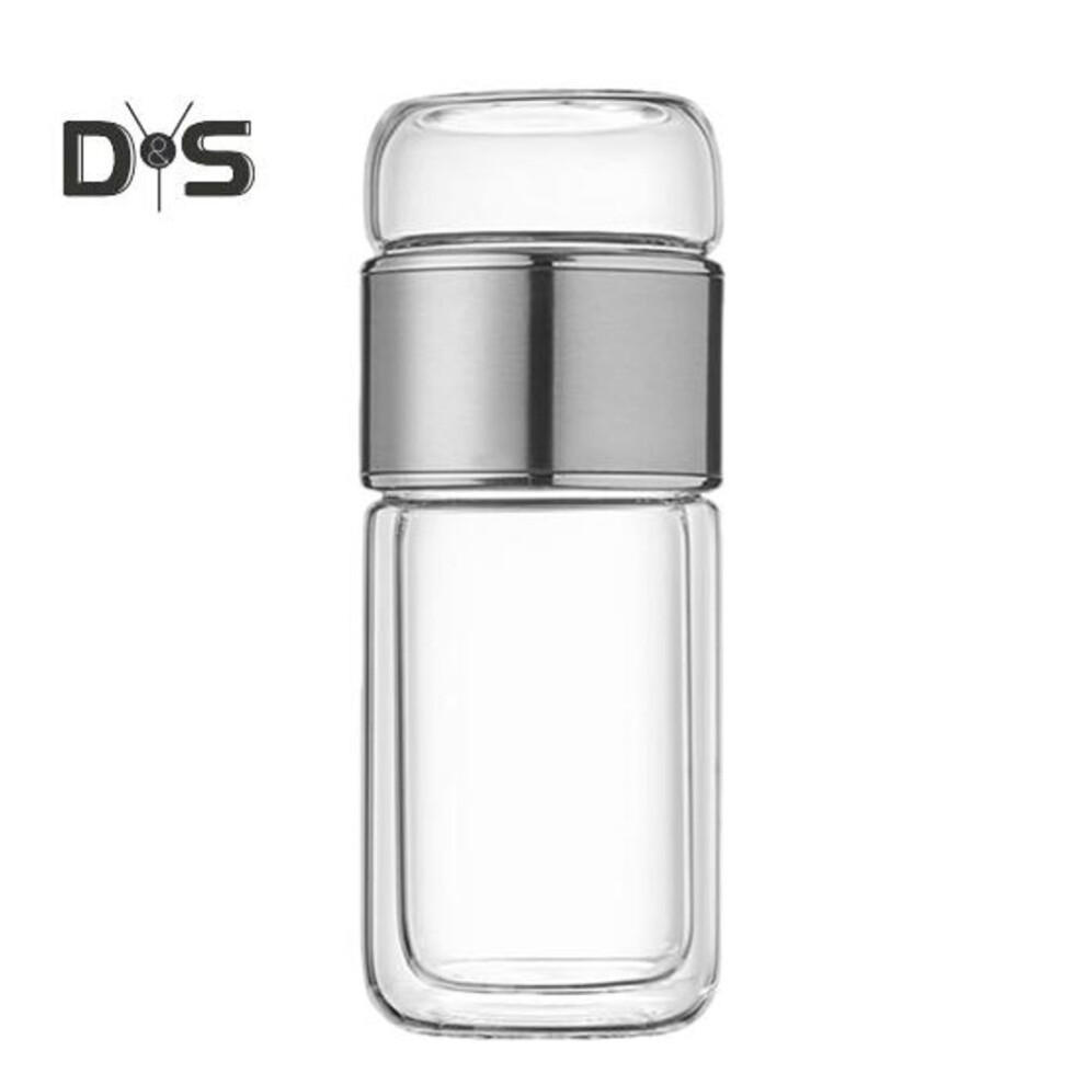 (silver, 300ML) Glass Tea Infuser Bottle Double-layer Insulation Portable Travel Tea Maker With Filter 300ml Leakproof Drinking Cup For Home Office Outdoor Activities