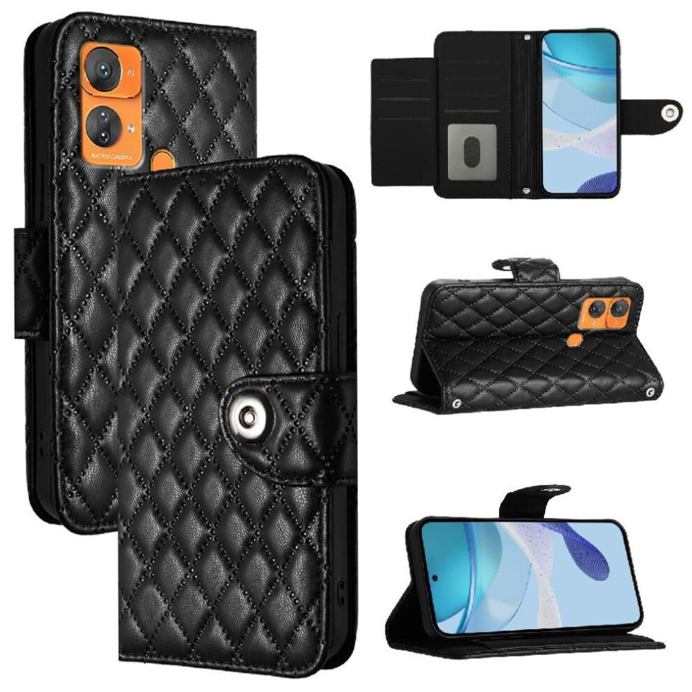 (Black) Case For Oukitel C33 Card Holder Shockproof Stylish Protective Wrist Strip Wallet Cover Black 764563487080