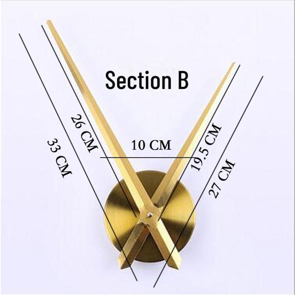(B style gold minute hand 33 cm, gold) Large Diy Metal Disc Sun Wall Clock With 39 Cm Minute Hand And Movement Accessories