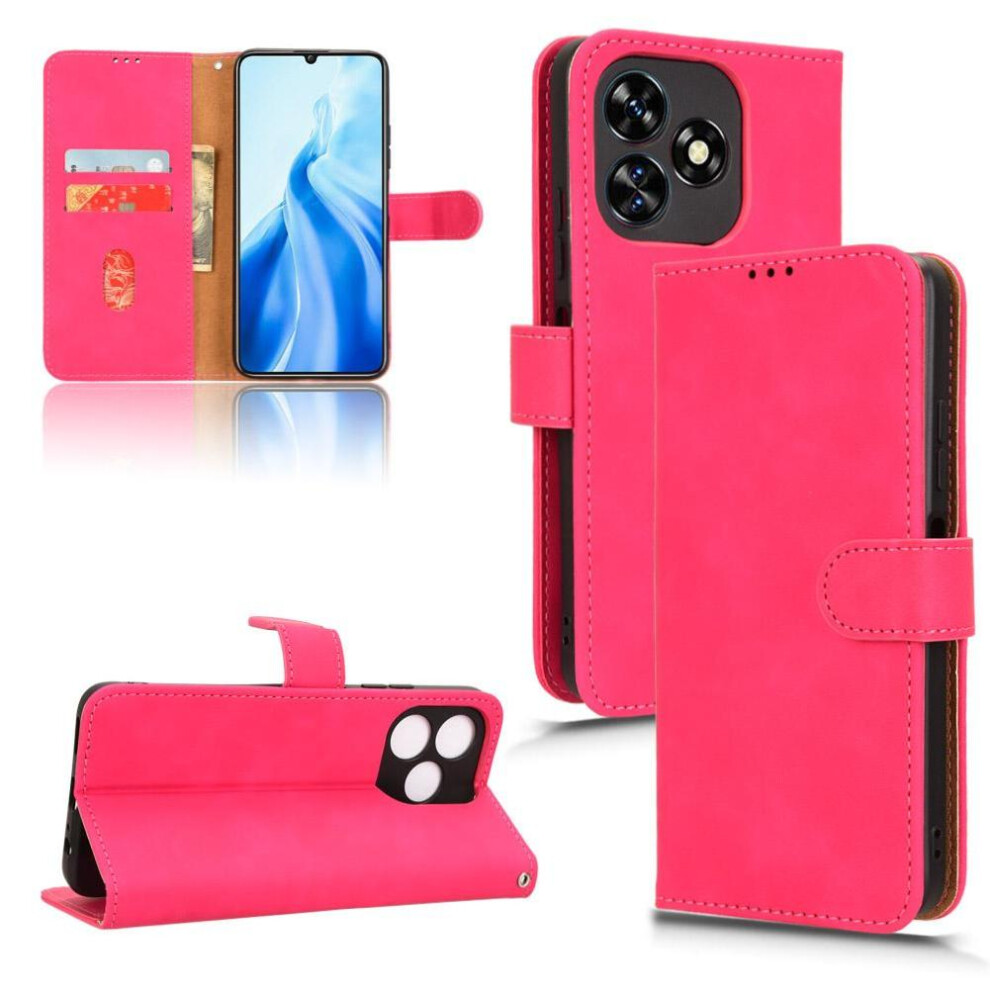 (Red) Flip Case For Oukitel C51 Pu Leather Wallet Kickstand Side Buckle Card Slots Holder Red 764563487370