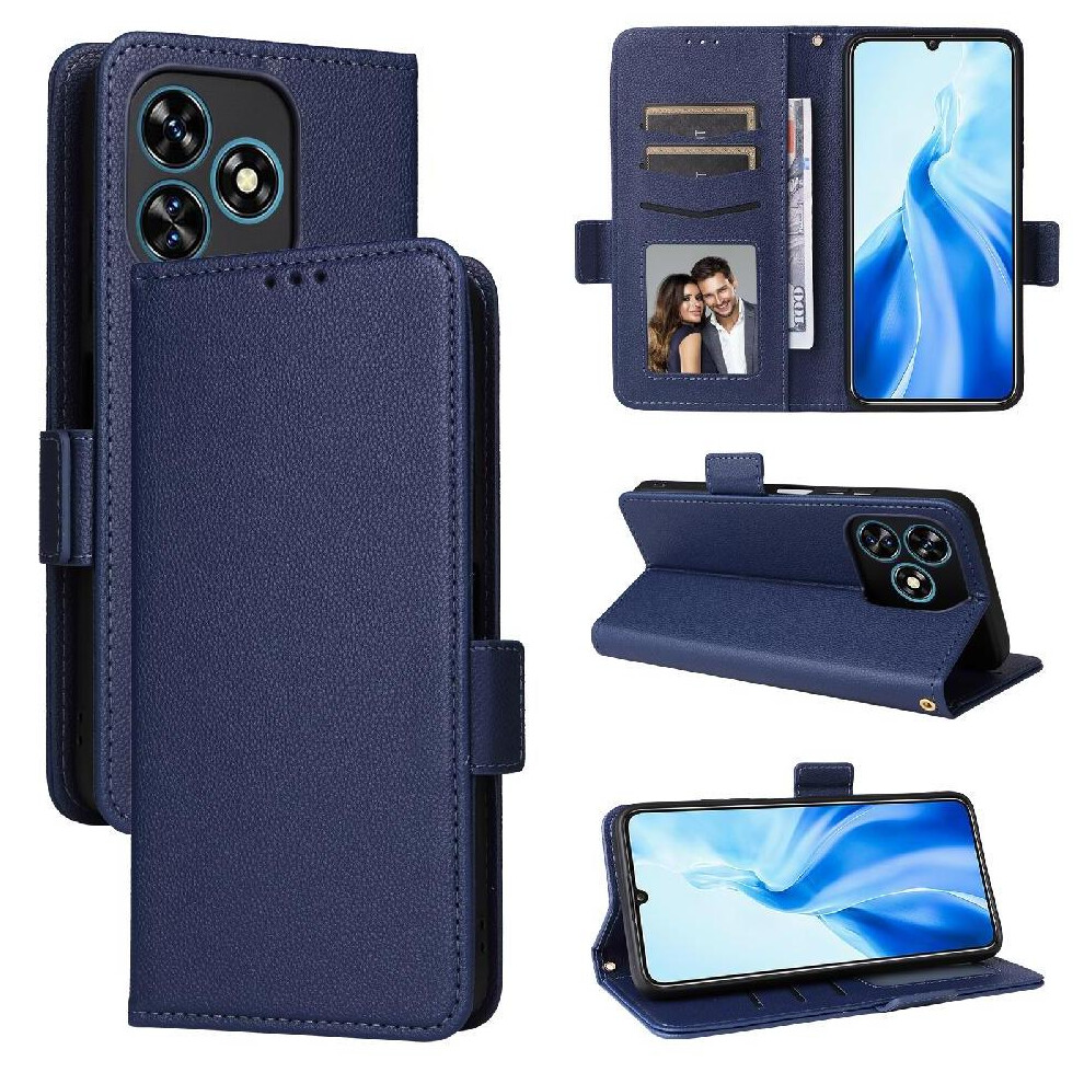 (Blue) Flip Case For Oukitel C51 Pu Leather Card Slots Holder Wallet Magnetic Side Buckle Blue 764563487349